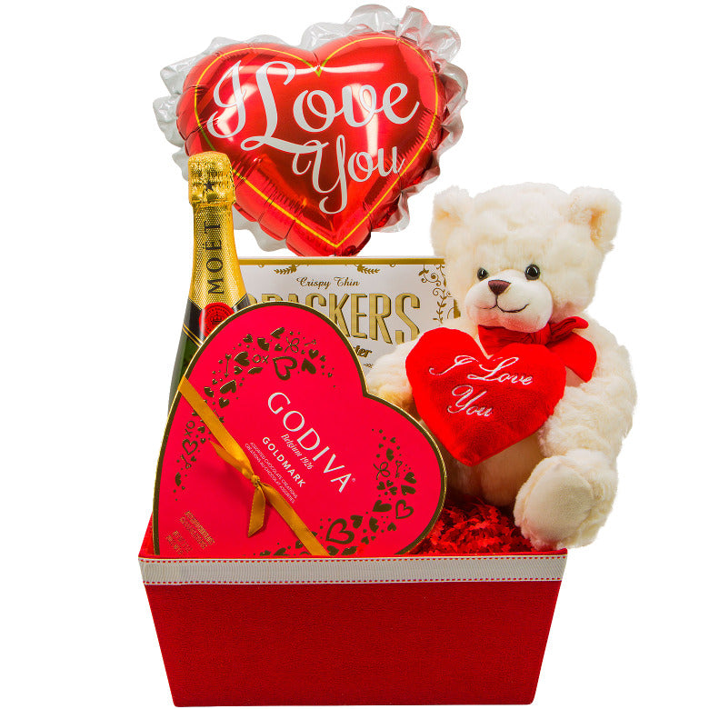 Valentine's Day Desserts Treat Gift Box- with wine