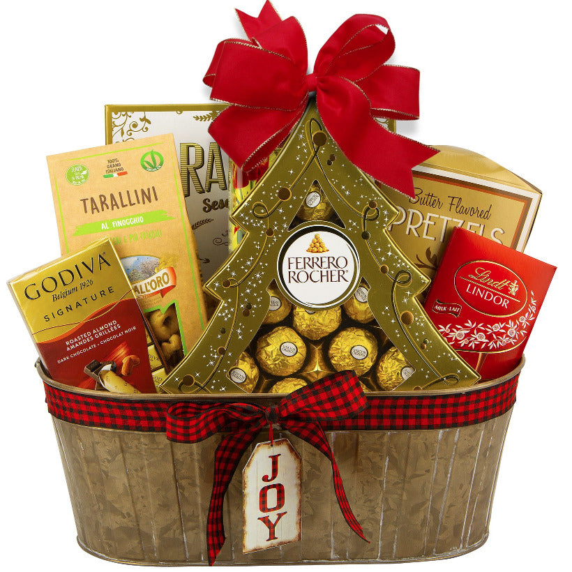 christmas gift basket, holiday gifts, ferrero rocher
