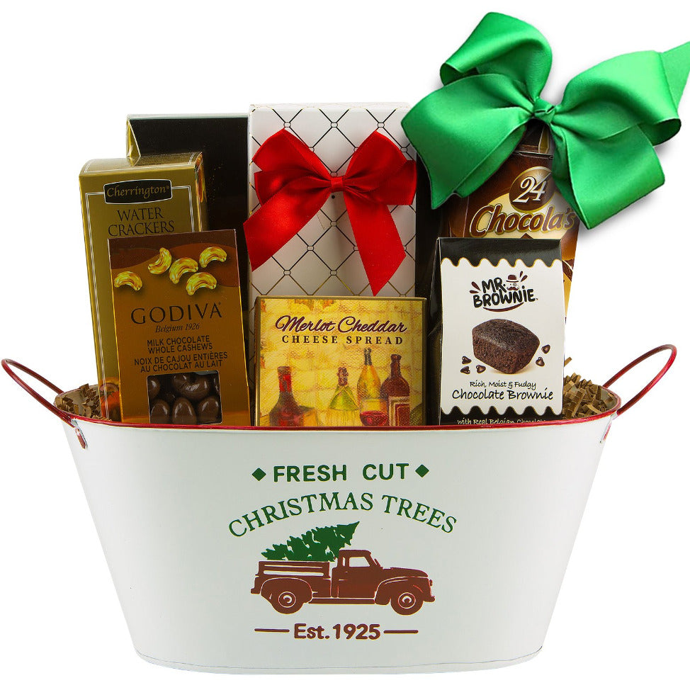 christmas threes gift basket contains holiday goodies 