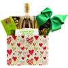 valentines gift basket with champagne chocolate, truffles and cookies